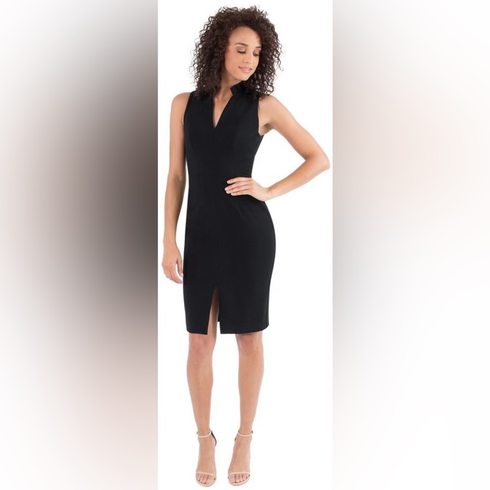 Black Halo Antoinette Sleeveless Stretch Crepe Sheath Dress- Black